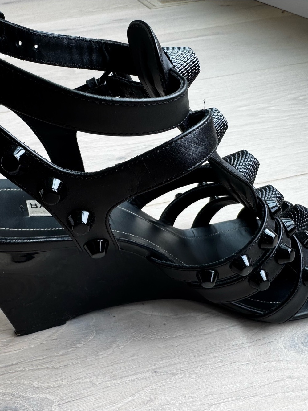 Balenciaga Black Studded Multi-Strap Heels - Picture 3 of 8